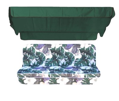 Комплект подушок для гойдалки люкс eGarden Orchid 170x110x10 зелений тент 120x200 4924 фото