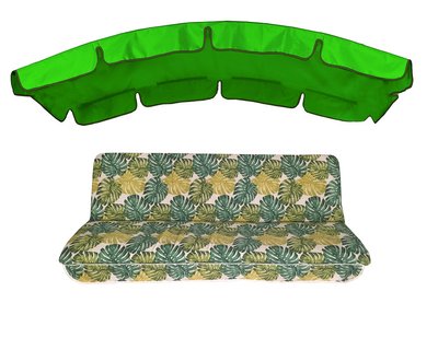 Комплект подушок для гойдалки eGarden Fauna 180x110x6 тент трава (яскраво-зелений) 120x210 4878 фото
