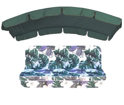 Комплект подушок для гойдалки люкс eGarden Orchid 170x110x10 зелений округлий тент 120x210 4925 фото