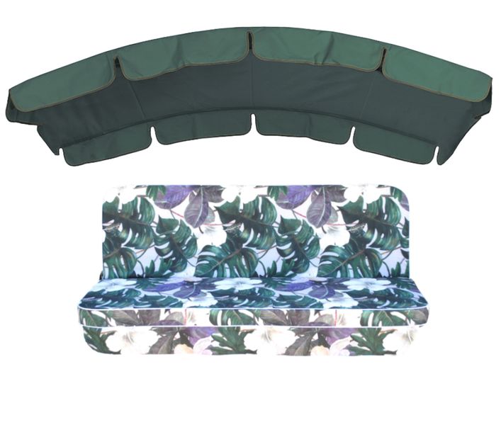 Комплект подушок для гойдалки люкс eGarden Orchid 170x110x6x110x10 зелений округлий тент 120x210 4925 фото