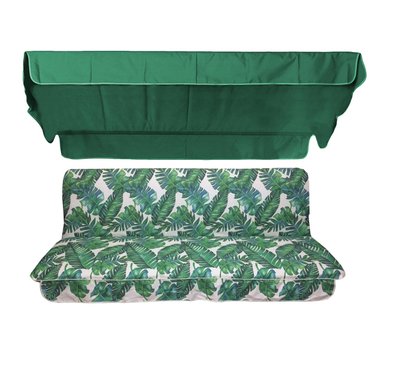 Комплект подушок для гойдалки eGarden Tropic 170x110x6 зелений тент 120x200 4542 фото