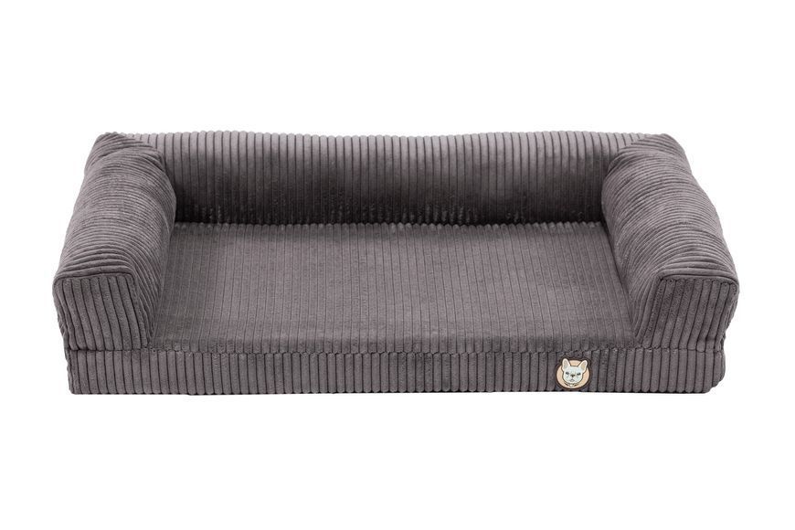 Лежак для собак eGarden Comfort Box, кордовий велюр 50х75 сіро-коричневий 6037 фото