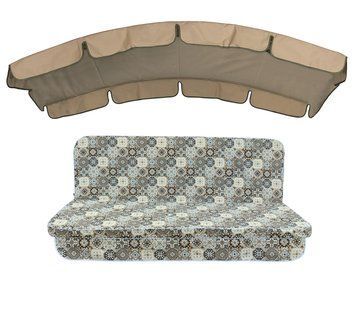 Комплект подушок до гойдалки eGarden GRES GRIS 180x110x6 з кавовим тентом 120х210 5249 фото