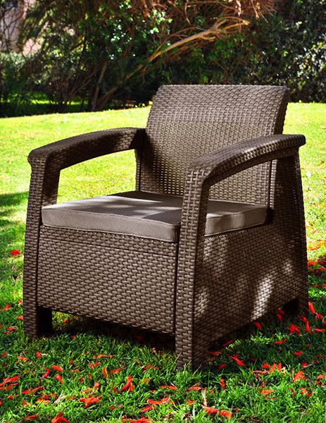 Кресло садовое пластиковое Keter Corfu, коричневое 894913108 фото